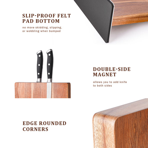 Acacia Wood Magnetic Knife Block – Double-Sided Premium Knife Storage Stand