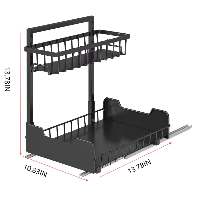 Premium Double Pull-Out Cabinet Organizer – Removable Metal Storage System for Kitchen, Pantry & Office